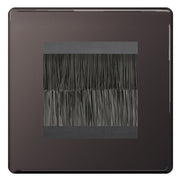 BG Screwless Black Nickel Single 2 Gang Brush Cable Wall Plate TV Black by British General (BG-FBNEMS2+EMFO-1)