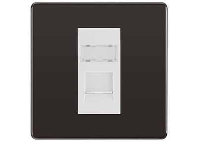 BG Screwless Black Nickel Single 1 Gang RJ45 Data Socket FBNRJ451W White Insert by British General (BG-FBNRJ451W)