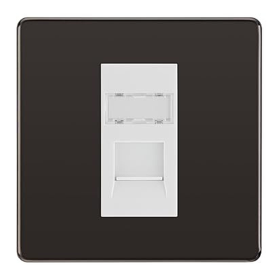 BG Screwless Black Nickel Single 1 Gang RJ45 Data Socket FBNRJ451W White Insert by British General