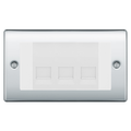 BG Nexus Polished Chrome 3 Gang Secondary Telephone Socket, Screw Terminal - White Insert