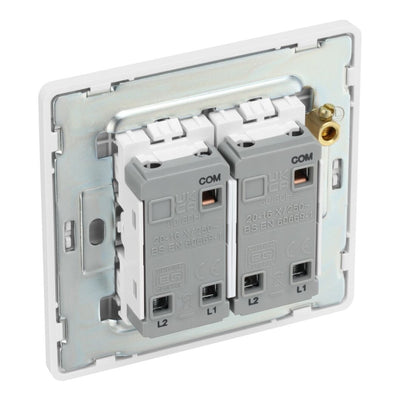 BG Evolve Brushed Steel 2 Way Double Edge to Edge Rocker Switch PCDBS42EW with 35mm Steel Back Box