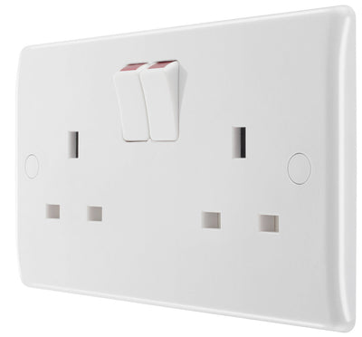 BG 822 Moulded Round Edge | White | 2 Gang 13A 1 Pole Switched Socket by British General (BG-822)