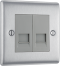 BG NBSBTM2 Nexus Metal Brushed Steel 2 Gang Master Telephone Socket