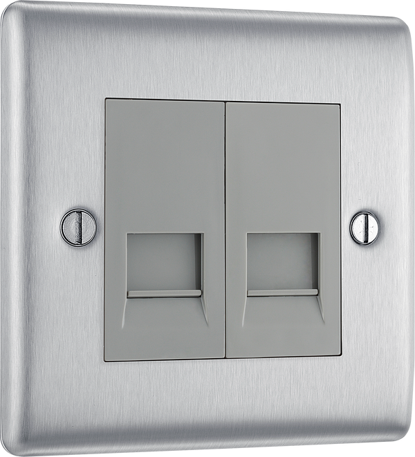 NBSBTM2 Front - This double master telephone socket from British General uses a screw terminal connection and should be used where your telephone line enters your property.