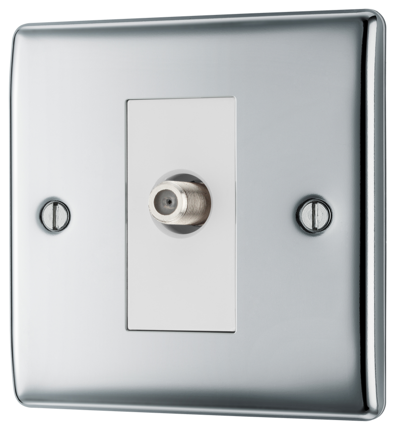 BG NPC64 Nexus Satellite, 1 Gang Co-axial Satellite Socket Polished Chrome