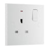 BG 925 Moulded Square Edge | White | 1 Gang 13A 1 Pole Neon Switched Socket by British General (BG-925)