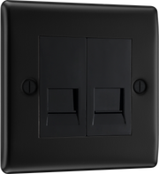 BG NFBBTS2 Nexus Metal Matt Black 2 Gang Secondary Telephone Socket by British General (BG-NFBBTS2-Shopify-SA_1)