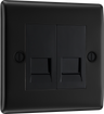 BG NFBBTS2 Nexus Metal Matt Black 2 Gang Secondary Telephone Socket by British General (BG-NFBBTS2-Shopify-SA_1)