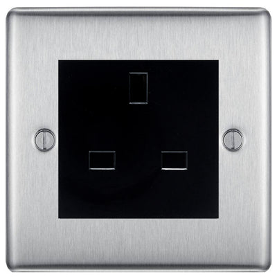 BG Nexus Brushed Steel 13A Unswitched Socket NBSUSSB by British General (BG-NBSUSSB)