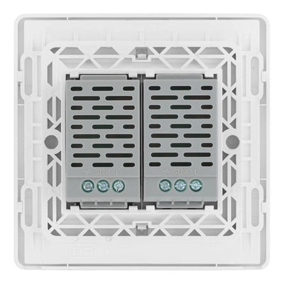 BG Evolve Pearlescent White Double Secondary Touch Dimmer Switch PCDCLTDS2W with 35mm Steel Back Box