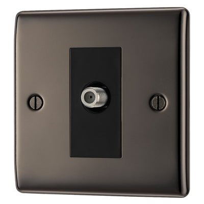 BG Nexus Black Nickel Single Satellite Socket NBN64 with 35mm Steel Back Box