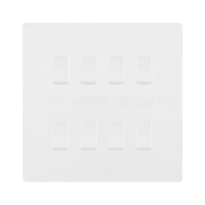 BG Evolve Pearlescent White 8 Gang Intermediate Custom Grid Light Switch by British General (BG-Evolve-PW-8G-CUSTOM-8x INT SWITCH)