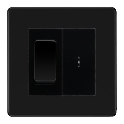 BG Screwless Matt Black 20A Secret Key Switch with 20A Double Pole Switch - Black Insert