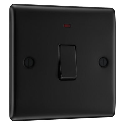 BG Nexus Matt Black 20A Double Pole Neon Switch NFB31 with 25mm Steel Back Box
