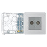 BG Screwless Brushed Steel Double Co-Axial Socket FBS61 with 35mm Steel Back Box