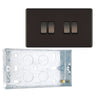 BG Screwless Black Nickel 20A 16AX 2 Way Quadruple Light Switch FBN44 with 25mm Steel Back Box