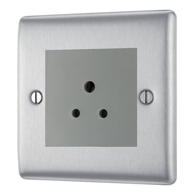 BG Nexus Metal Brushed Steel 2A Unswitched Socket NBS28MG by British General (BG-NBS28MG)