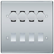 BG Nexus Polished Chrome 8 Gang Switch 4x Trailing Edge LED Dimmer 4x 2Way Custom Switch by British General (BG-Nexus-PC-8G-CUSTOM-4x-Dimmer-4x-2WAY)