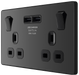 PCDBC22U3B Side -  This Evolve Black Chrome 13A double power socket from British General comes with two USB charging ports, allowing you to plug in an electrical device and charge mobile devices simultaneously without having to sacrifice a power socket.