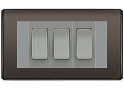 BG Nexus Black Nickel 3G Switch 2x Intermediate 1X 2 Way Switch - Grey Insert by British General (BG-Nexus-BN-3G-Combo-1x 2WAY-2x INT-GR)