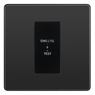 BG Evolve Black Chrome 20AX 2 Way Emergency Lighting Test Key Switch - Key Included - Black Insert