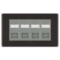 BG Screwless Black Nickel 4 Gang RJ45 CAT6 Data Socket Grey Inserts