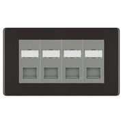 BG Screwless Black Nickel 4 Gang RJ45 CAT6 Data Socket Grey Inserts by British General (BG-FBNRJ454C5EG)