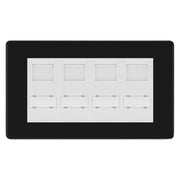 BG Screwless Matt Black 4 Gang RJ45 Cat6 Data Socket White Inserts by British General (BG-FFBRJ454C5EW)