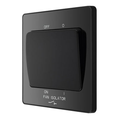 BG Evolve Black Chrome 10A 3 Pole Fan Isolator Switch PCDBC15B with 35mm Steel Back Box