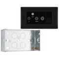 BG Nexus Matt Black Triplex TV/FM/Sat Socket + Return & Tel. NFB68 with 35mm Steel Back Box