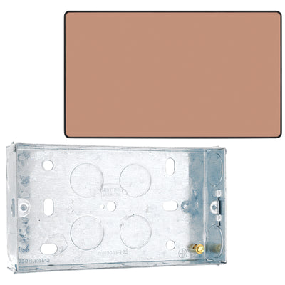 BG Evolve Polished Copper 2 Gang Double Blank Plate PCDCP95B with 25mm Steel Back Box