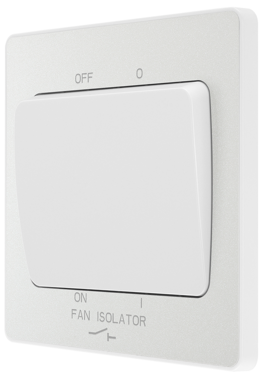 PCDCL15W Side - This Evolve pearlescent white 10A triple pole fan isolator switch from British General provides a safe and simple method of isolating mechanical fan units.