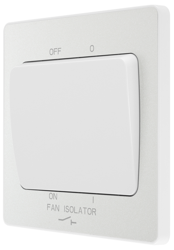 PCDCL15W Side - This Evolve pearlescent white 10A triple pole fan isolator switch from British General provides a safe and simple method of isolating mechanical fan units.