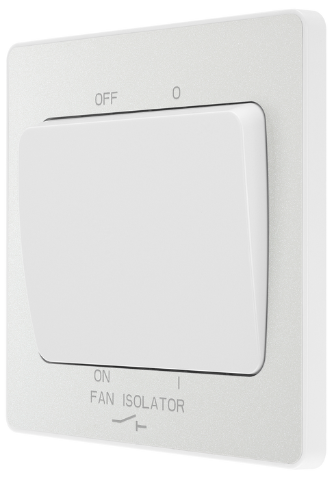 PCDCL15W Side - This Evolve pearlescent white 10A triple pole fan isolator switch from British General provides a safe and simple method of isolating mechanical fan units.