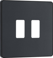 BG RPCDMG2B Evolve Grid Matt Grey 2 Module Square Front Plate - Black Trim