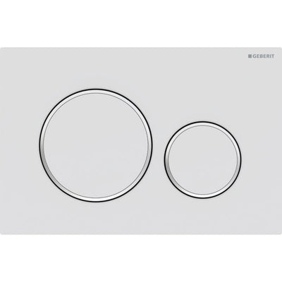 Geberit Sigma20 Round WC Dual Flush Plate - Matt White / Chrome - 115.882.JT.1