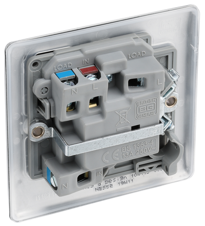 BG NBS52 Nexus Metal Brushed Steel 13A Neon Switched Fused Spur Unit