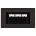 BG Screwless Black Nickel 3 Gang RJ45 Cat6 Data Socket Outlet Black Inserts