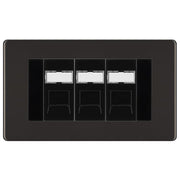 BG Screwless Black Nickel 3 Gang RJ45 Cat6 Data Socket Outlet Black Inserts by British General (BG-FBNRJ453B)