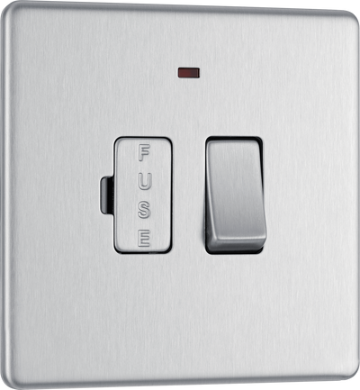 BG Electrical FBS52 Nexus Screwless Flat-Plate Switched Fused Connection Spur Unit Brushed Steel Neon 13A