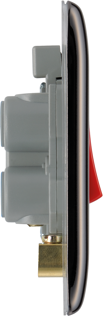 BG NBN74 Nexus Metal Black Nickel 45A 2 Pole Neon Cooker Switch