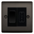 BG Nexus Metal Black Nickel 20A Intermediate Switch & 13A Fused Spur Plate | Black Insert