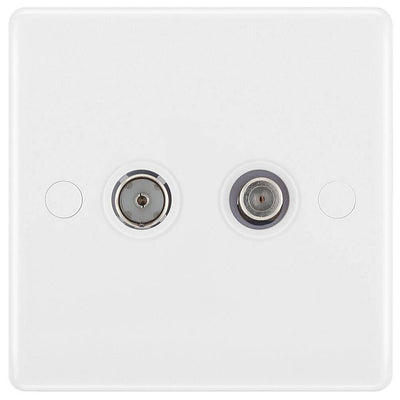 BG 865 Moulded Round Edge | White | 2 Gang Satellite TV Socket Outlet by British General (BG-865)