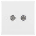 BG 865 Moulded Round Edge | White | 2 Gang Satellite TV Socket Outlet
