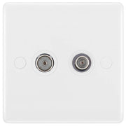 BG 865 Moulded Round Edge | White | 2 Gang Satellite TV Socket Outlet by British General (BG-865)
