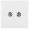 BG 865 Moulded Round Edge | White | 2 Gang Satellite TV Socket Outlet by British General (BG-865)