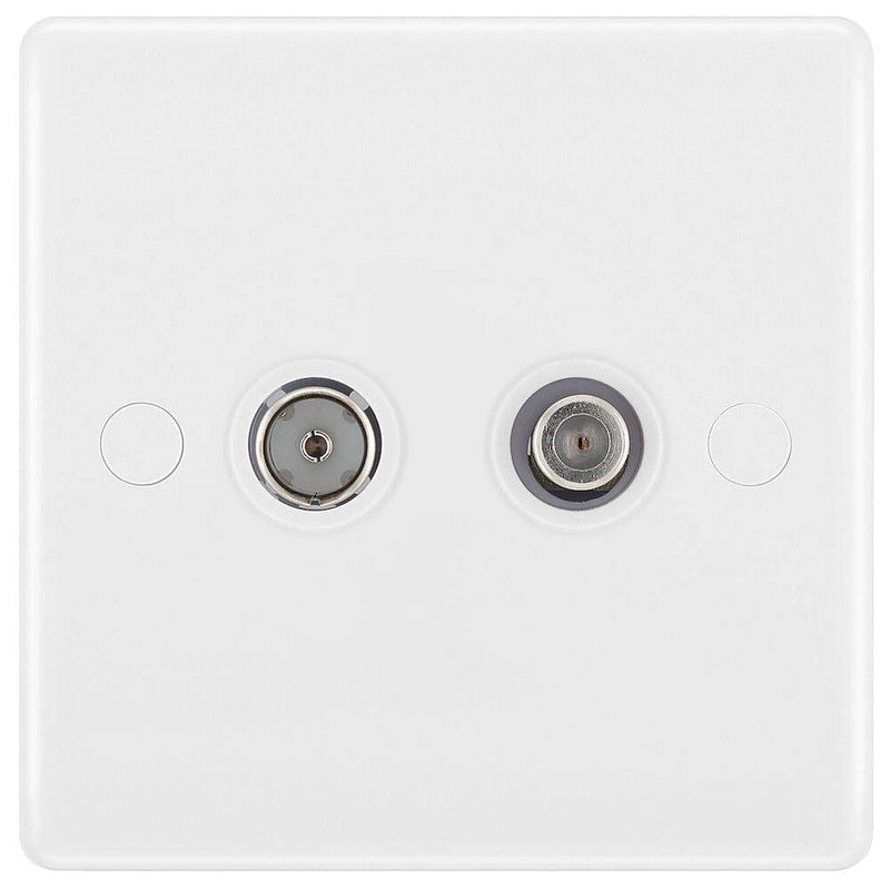 BG 865 Moulded Round Edge | White | 2 Gang Satellite TV Socket Outlet