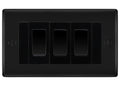 BG Nexus Matt Black 3 Gang 20AX 2-Way Switch Custom Grid - Black Insert