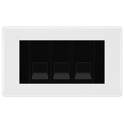 BG White Moulded 3 Gang IDC Secondary Telephone Socket - Black Insert by British General (BG-NWMBTS3B)