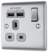 NBS21U2G Front - This 13A single power socket from British General comes with two USB charging ports allowing you to plug in an electrical device and charge mobile devices simultaneously without having to sacrifice a power socket.